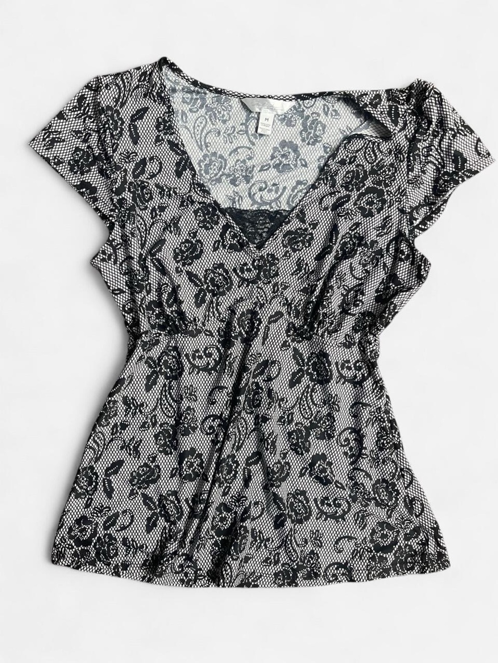 Marilyn Monroe cute Y2k Whimsigoth Babydoll Elastic Waist Top w Cap Sleeves Sz M